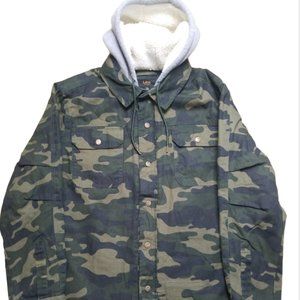 NEW Men's LEE Sherpa-Lined, Hooded Jacket, Durable Heavy Cotton, Camo, Sz S